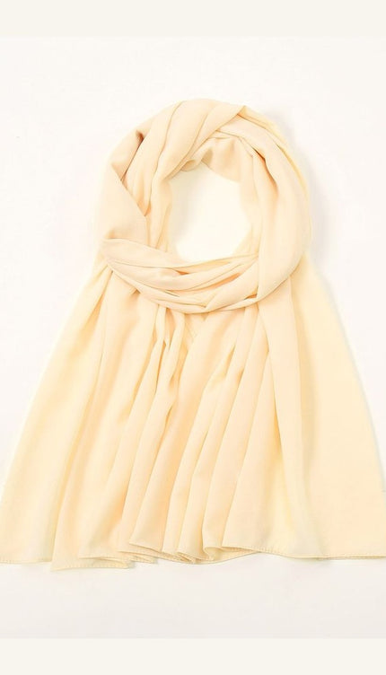 Off‑White Plain Hijab -  Wool Soft Korean Chiffon Fabric