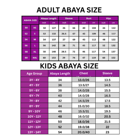 Size chart