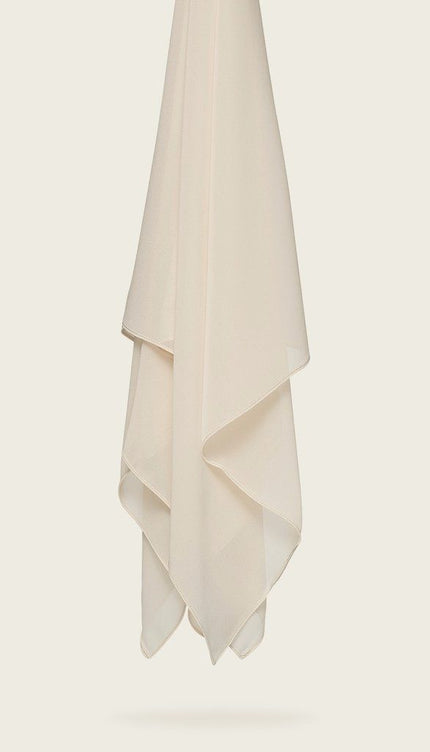 Off‑White Plain Hijab -  Wool Soft Korean Chiffon Fabric