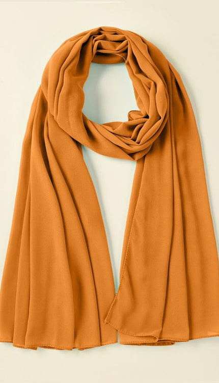 Mustard Yellow Plain Hijab -  Wool Soft Korean Chiffon Fabric