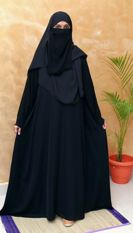Umbrella-Sleeve Abaya with Inner Straight Sleeves
