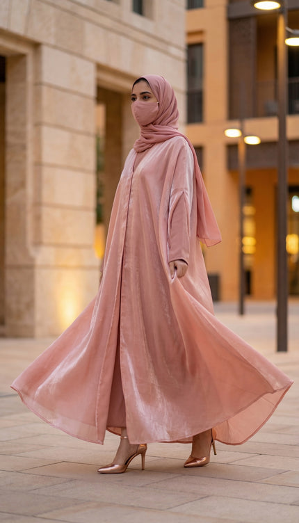 Luxury Mocha Brown Shimmer Nida Front Open Abaya | Ready to Ship | Ida Modest Faith