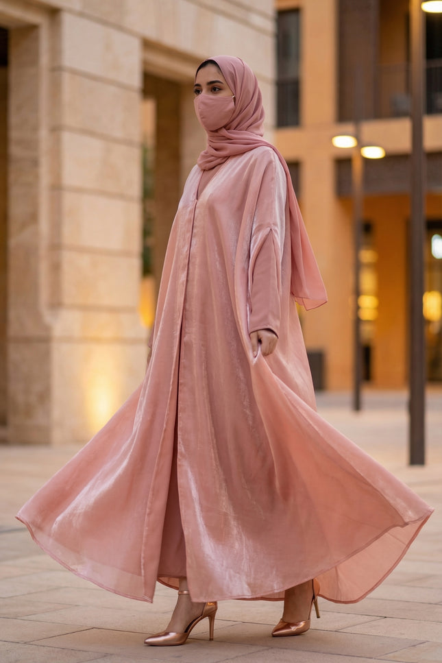 Luxury Mocha Brown Shimmer Nida Front Open Abaya | Ready to Ship | Ida Modest Faith