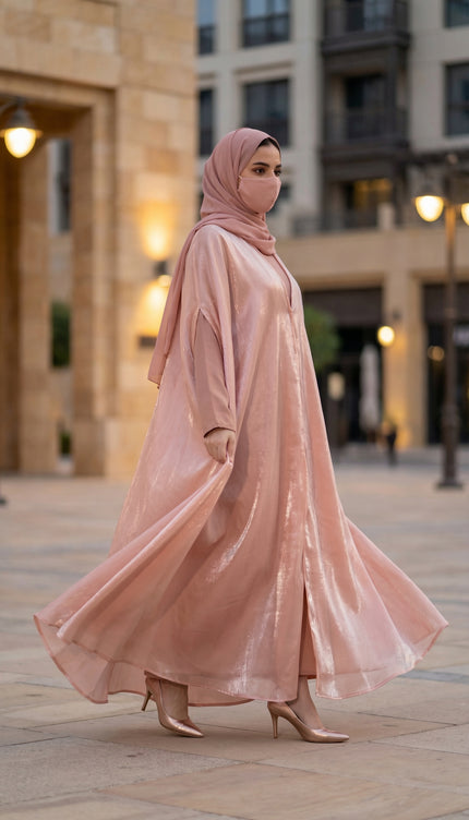 Luxury Mocha Brown Shimmer Nida Front Open Abaya | Ready to Ship | Ida Modest Faith