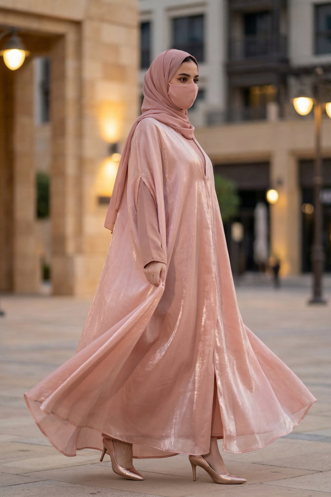 Luxury Mocha Brown Shimmer Nida Front Open Abaya | Ready to Ship | Ida Modest Faith