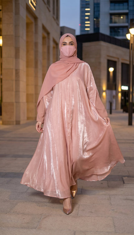 Luxury Mocha Brown Shimmer Nida Front Open Abaya | Ready to Ship | Ida Modest Faith