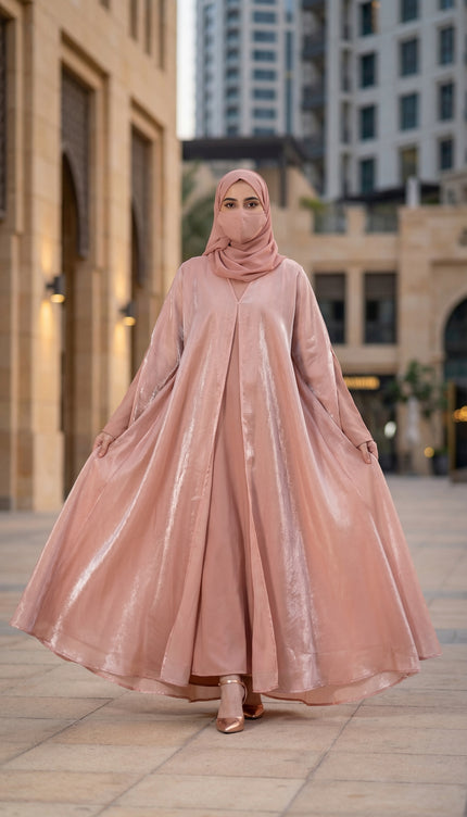Luxury Mocha Brown Shimmer Nida Front Open Abaya | Ready to Ship | Ida Modest Faith