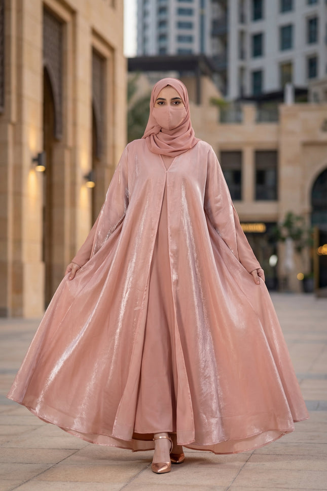 Luxury Mocha Brown Shimmer Nida Front Open Abaya | Ready to Ship | Ida Modest Faith
