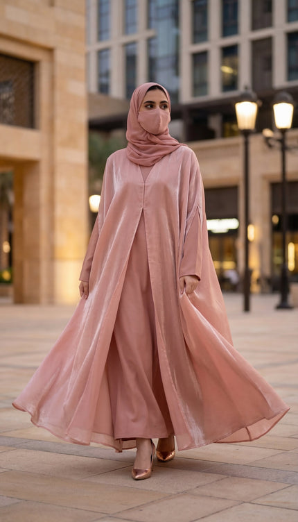 Luxury Mocha Brown Shimmer Nida Front Open Abaya | Ready to Ship | Ida Modest Faith