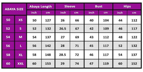 Size chart