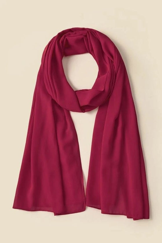 Plain Hijab Maroon -  Wool Soft Korean Chiffon Fabric