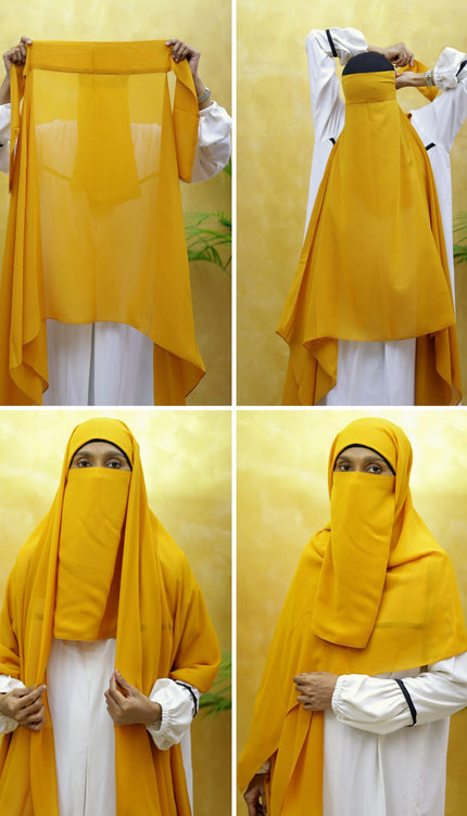 Instant Chiffon Hijab – Plain Mustard Yellow Shawl Head Scarf