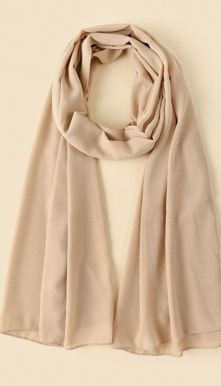 Beige Plain Hijab -  Wool Soft Korean Chiffon Fabric