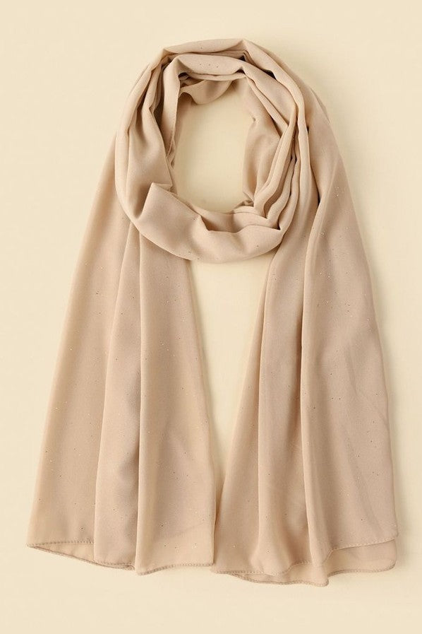 Beige Plain Hijab -  Wool Soft Korean Chiffon Fabric