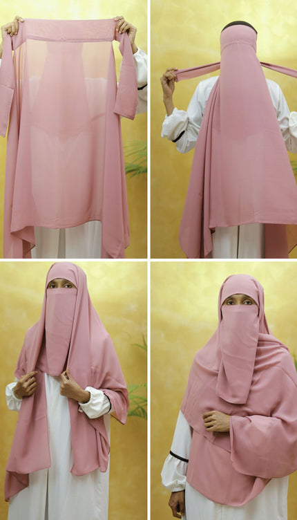 Instant Chiffon Hijab – Plain Powder Pink Shawl Head Scarf