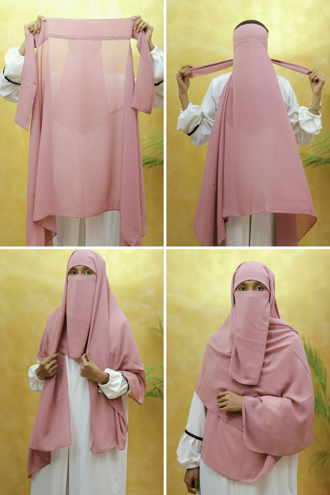 Instant Chiffon Hijab – Plain Powder Pink Shawl Head Scarf