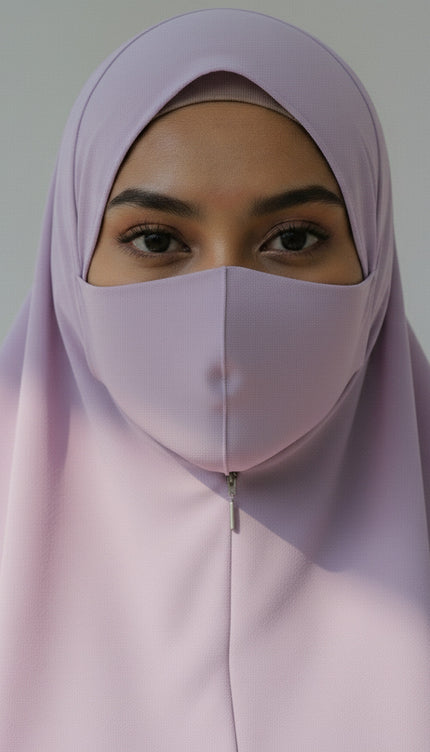 Violet Whisper – Purple Instant Hijab -Zip | Dual-Layer Korean Chiffon | Modest Wear with Flow & Flair | Malaysian Hijab