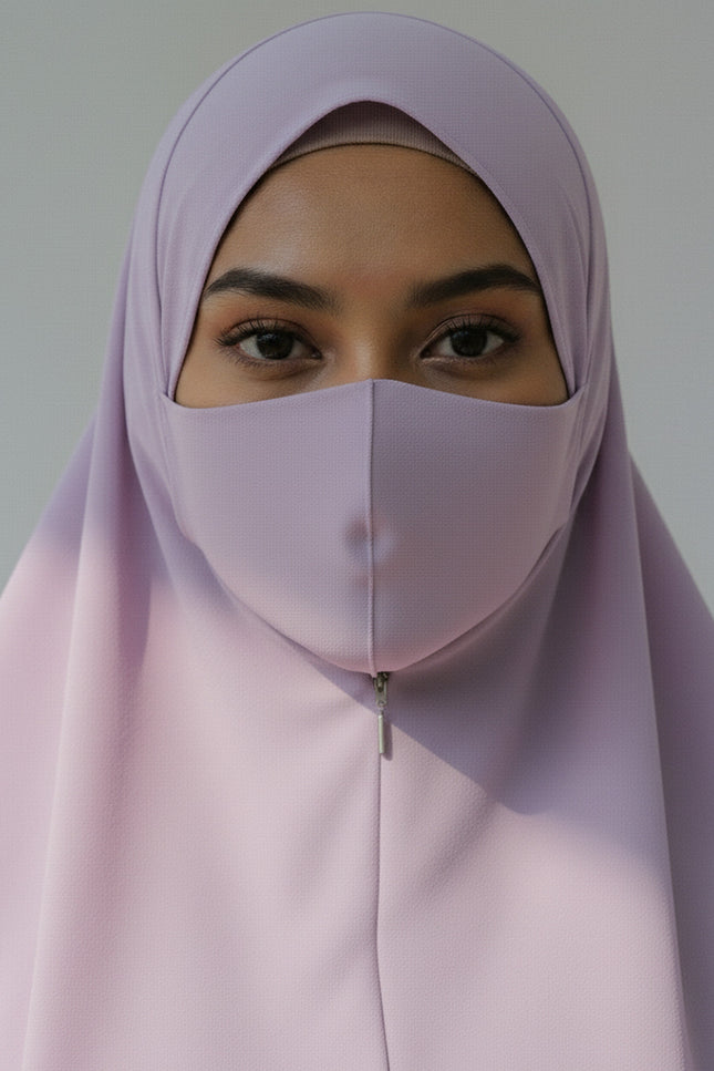Violet Whisper – Purple Instant Hijab -Zip | Dual-Layer Korean Chiffon | Modest Wear with Flow & Flair | Malaysian Hijab