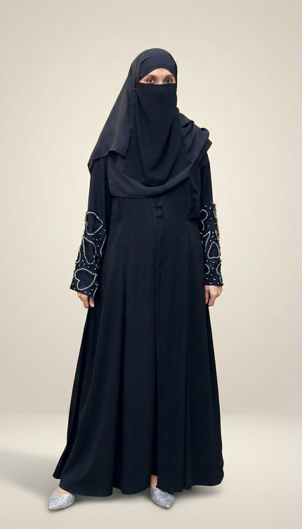 **Heart‑Embroidered Korean Nida Abaya