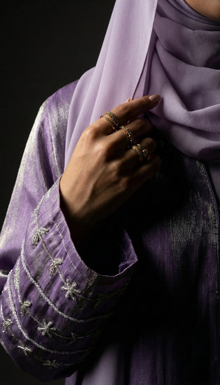 Imported Rotana Shimmer Open Jacket Abaya – Premium Modest Wear