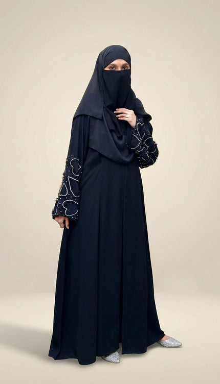 **Heart‑Embroidered Korean Nida Abaya