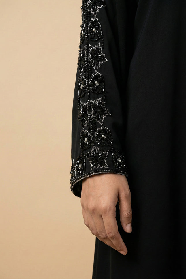 Fish-Cut Sleeve Double-Layer Handwork Abaya