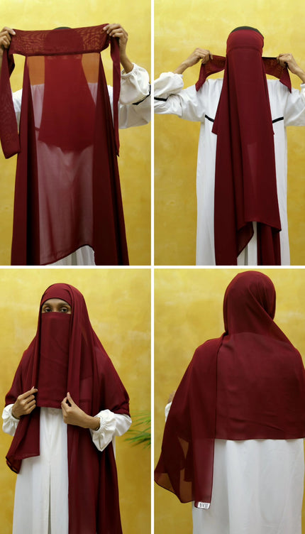 Instant Chiffon Hijab – Plain Maroon Shawl Head Scarf