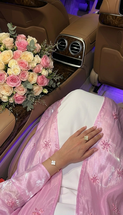 Blush Pink Jacket Abaya with Cutdana & Sugar Bead Handwork | Ready to Ship