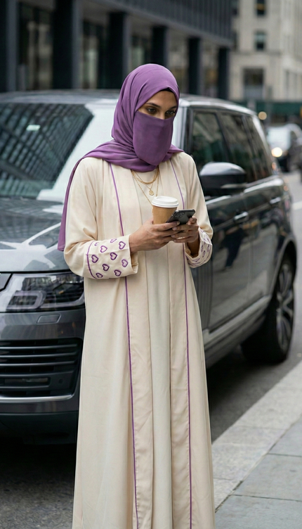 Luxury Modest Wear Designer Semi-Abaya with Heart Cuff Detail