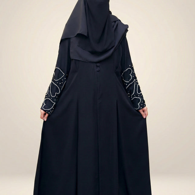 **Heart‑Embroidered Korean Nida Abaya