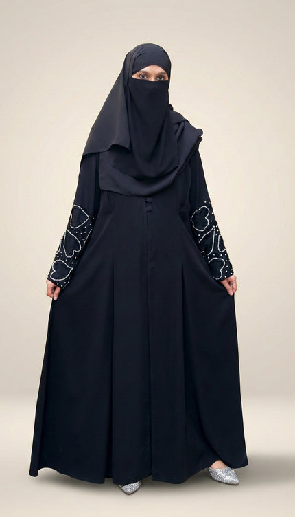 **Heart‑Embroidered Korean Nida Abaya