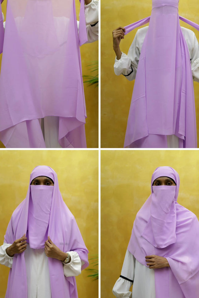 Instant Chiffon Hijab – Plain Purple Shawl Head Scarf