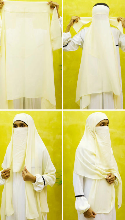 Instant Chiffon Hijab – Plain Off-White Shawl Head Scarf