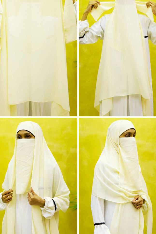 Instant Chiffon Hijab – Plain Off-White Shawl Head Scarf