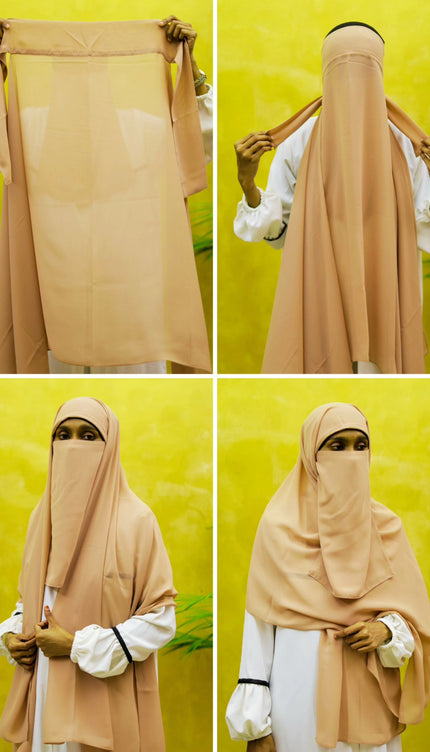 Instant Chiffon Hijab – Plain Coffee Brown Shawl Head Scarf