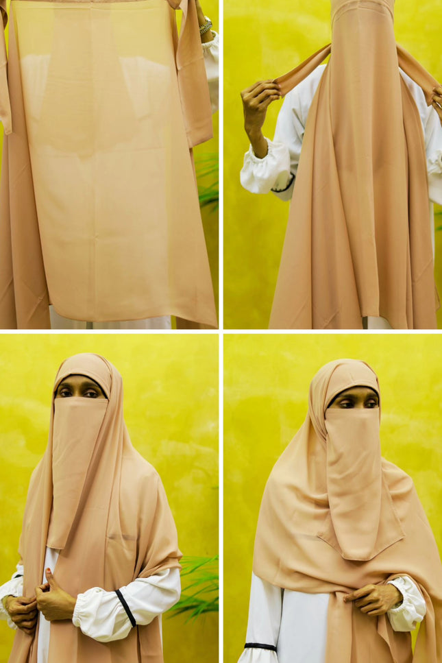 Instant Chiffon Hijab – Plain Coffee Brown Shawl Head Scarf