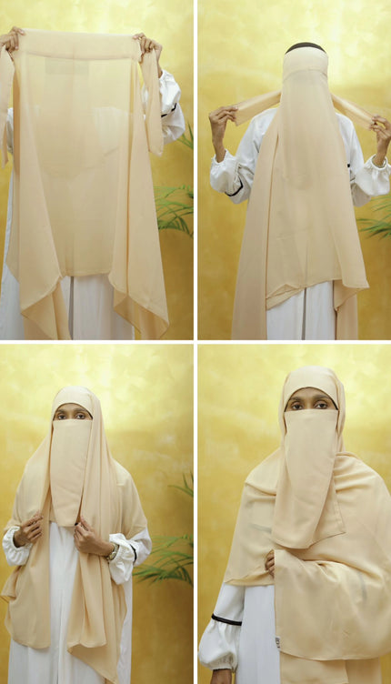 Instant Chiffon Hijab – Plain Beige Shawl Head Scarf