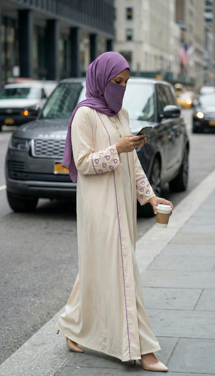 Luxury Modest Wear Designer Semi-Abaya with Heart Cuff Detail