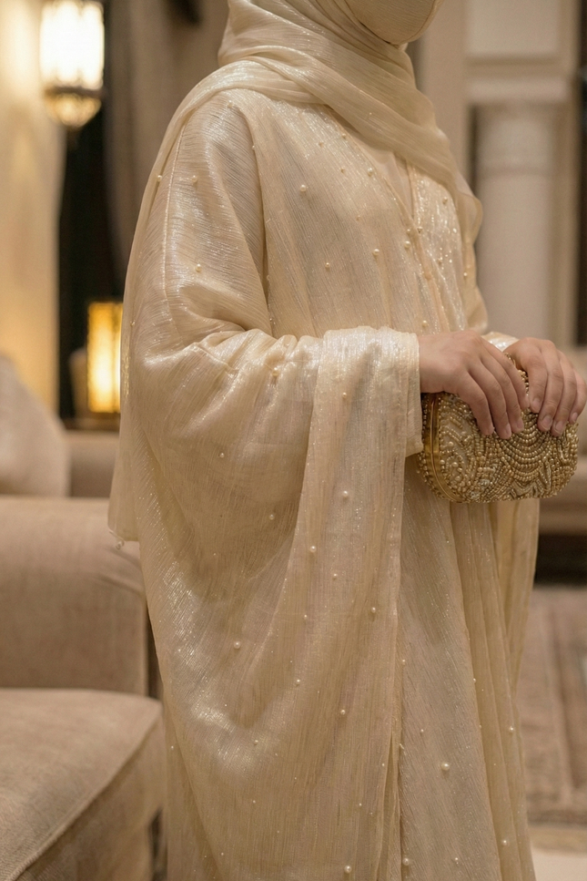 Elegant Princess Style Kids Abaya with Pearl Embellishments