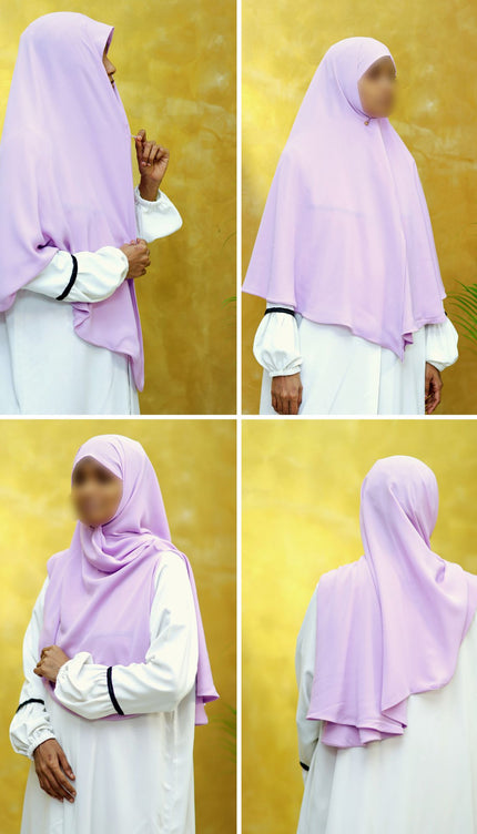 Violet Whisper – Purple Instant Hijab -Zip | Dual-Layer Korean Chiffon | Modest Wear with Flow & Flair | Malaysian Hijab