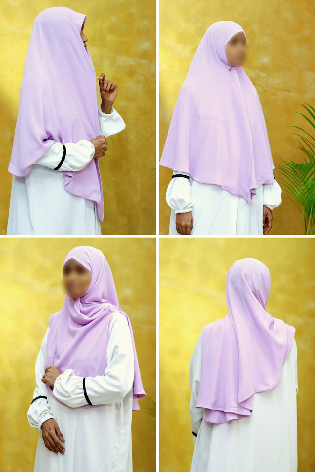 Violet Whisper – Purple Instant Hijab -Zip | Dual-Layer Korean Chiffon | Modest Wear with Flow & Flair | Malaysian Hijab